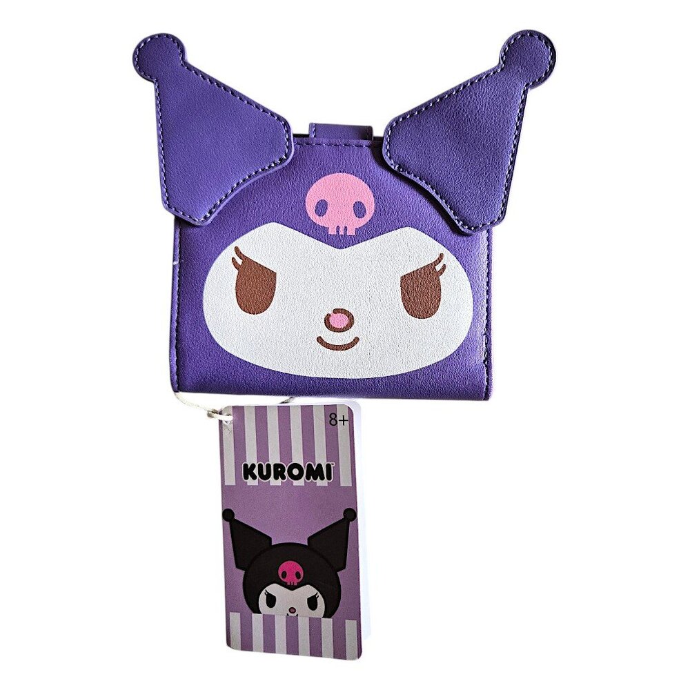 Loungefly Sanrio Kuromi HTF Purple & White Figural Snap Cardholder Mini Wallet